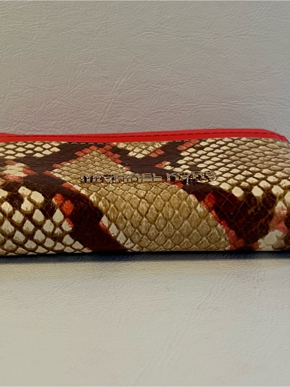New with tags. Michael Kors Python embossed Zip Card Case Wallet - Picture 3 of 5